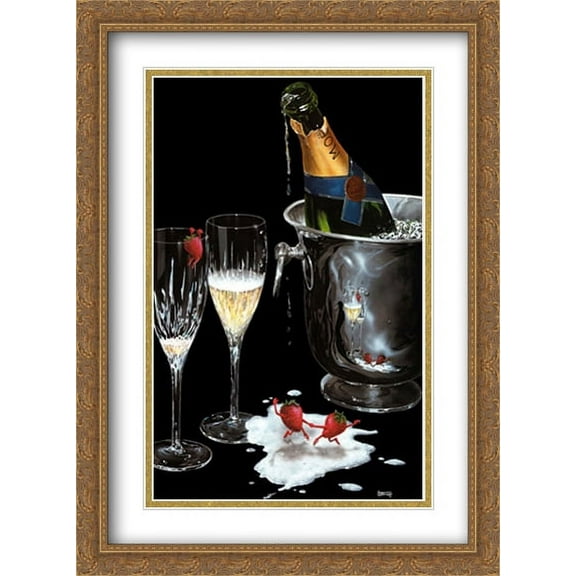 Champagne Tango 2x Matted 28x40 Large Gold Ornate Framed Art Print by Michael Godard