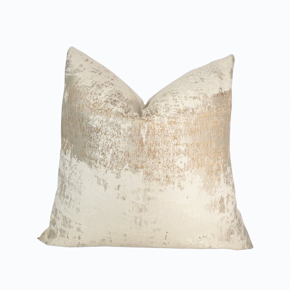 Champagne Throw Pillow Covers 18X18inches ,Gold and Winter White Pillow Covers Glitter