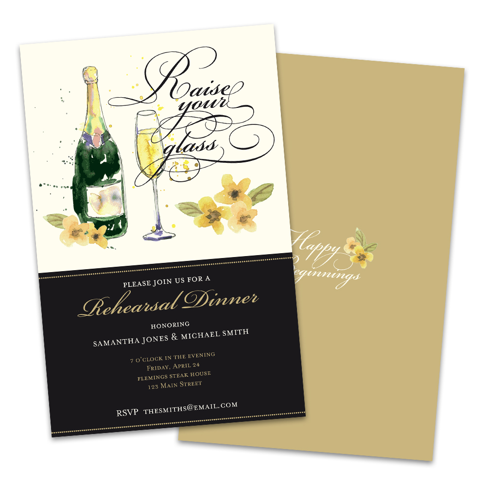 Champagne Toast Rehearsal Dinner Invitation