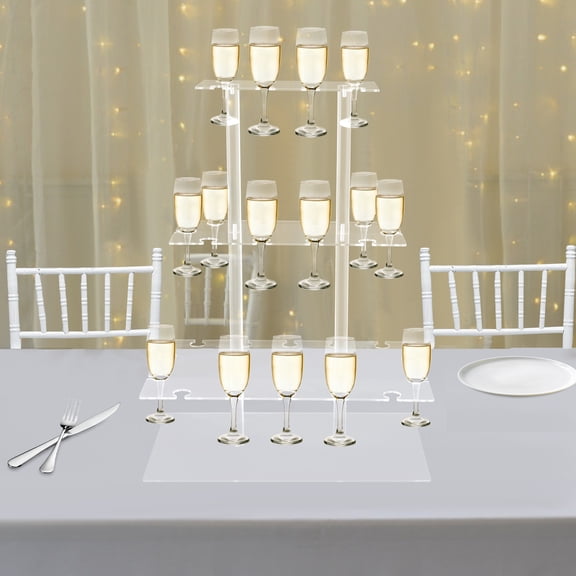Champagne Towe, Elegant 3-Level Acrylic Stand for 32 Wine Glasses, Perfect for Weddings, Parties, and Home Decor