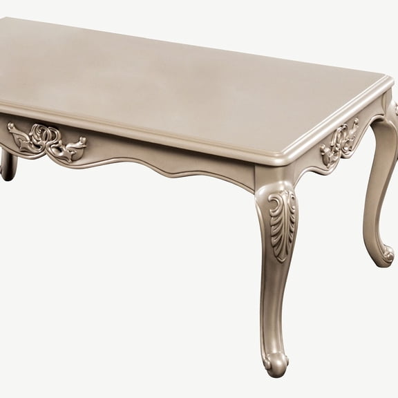 Champagne Traditional Coffee Table - Carved Details & Curved Legs