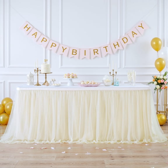 Champagne Tulle Table Skirt 72" x 30" (6FT) Party Decorations