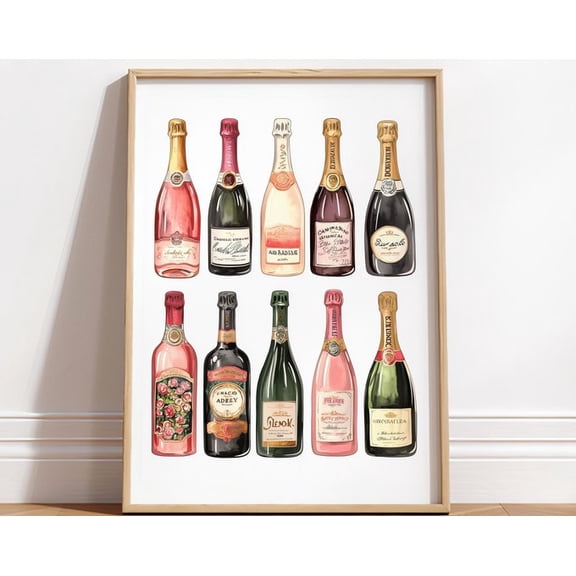 Champagne Wall Art Print, Unframed Paper Poster 24x36in