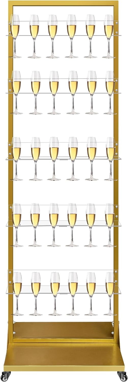 Champagne Wall Holder 5 Tier, Champagne Tower, Wine Glass Stemware Rack ...