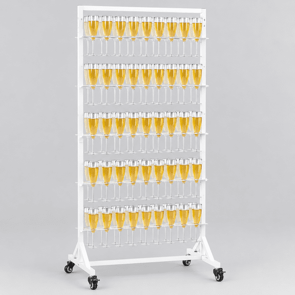 Champagne Wall Holder for Party Holder Up to 80 Cups, 5 Layer Movable Champagne Flute Holder Display, Metal Champagne Wall Stand, Drink Wall for Wedding, Bar Decor