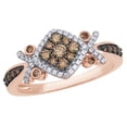 thumbnail image 1 of AFFY Champagne & White Diamond Tilted Square Frame Ring in 10k Rose Gold, 1 of 1
