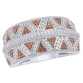 thumbnail image 1 of AFFY Champagne & White Natural Diamond Criss-Cross Pattern Ring in 10k White Gold, 1 of 1