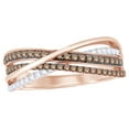 thumbnail image 1 of AFFY Champagne & White Natural Diamond Double Row Overlay Ring in 10k Rose Gold, 1 of 1