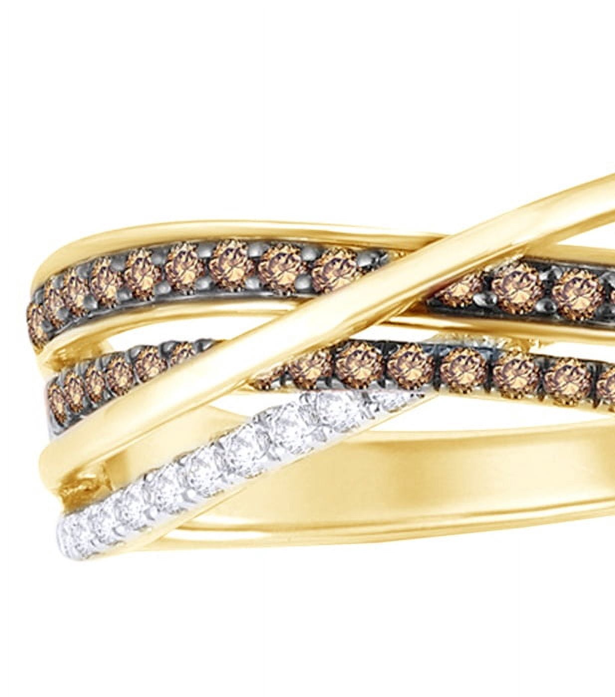 AFFY Blue Natural Diamond Double Infinity Ring – 10k Solid Gold, 0.1 CTTW, Custom Sizing Available
