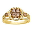 thumbnail image 1 of Champagne & White Natural Diamond Frame Engagement Ring in 10k Yellow Gold (1 cttw), 1 of 1