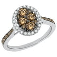 thumbnail image 1 of AFFY Champagne & White Natural Diamond Oval Frame Cluster Ring in 10k White Gold, 1 of 1