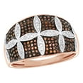 thumbnail image 1 of AFFY Champagne & White Natural Diamond Petal Pattern Band Ring in 10k Rose Gold, 1 of 1