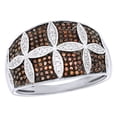 thumbnail image 1 of AFFY Champagne & White Natural Diamond Petal Pattern Band Ring in 10k White Gold, 1 of 1