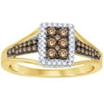 thumbnail image 1 of AFFY Champagne & White Natural Diamond Rectangular Frame Ring in 10k Yellow Gold, 1 of 1