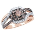 thumbnail image 1 of AFFY Champagne & White Natural Diamond Square Frame Swirl Bypass Ring in 10K Rose Gold (1 cttw), 1 of 1