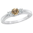 thumbnail image 1 of Champagne & White Natural Diamond Three Stone Engagement Ring in 14k White Gold, 1 of 1