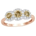 thumbnail image 1 of AFFY Champagne & White Natural Diamond Three Stone Frame Engagement Ring in 10K Rose Gold (1 cttw), 1 of 1
