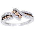 thumbnail image 1 of AFFY Champagne & White Natural Diamond Three Stone Slant Ring in 14K White Gold (0.62 cttw), 1 of 1