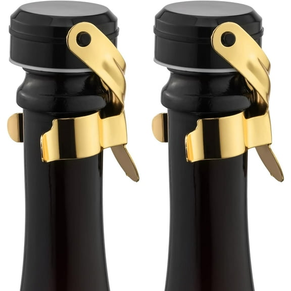 Champagne&Wine Bottle Stoppers Stainless Steel with Food Grade Silicone, Leak Proof Keep Fresh Reusable Saver, Cork Suitable for Wine, Champagne, Cava, Prosecco and Sparkling (2 Pack Rosegold）