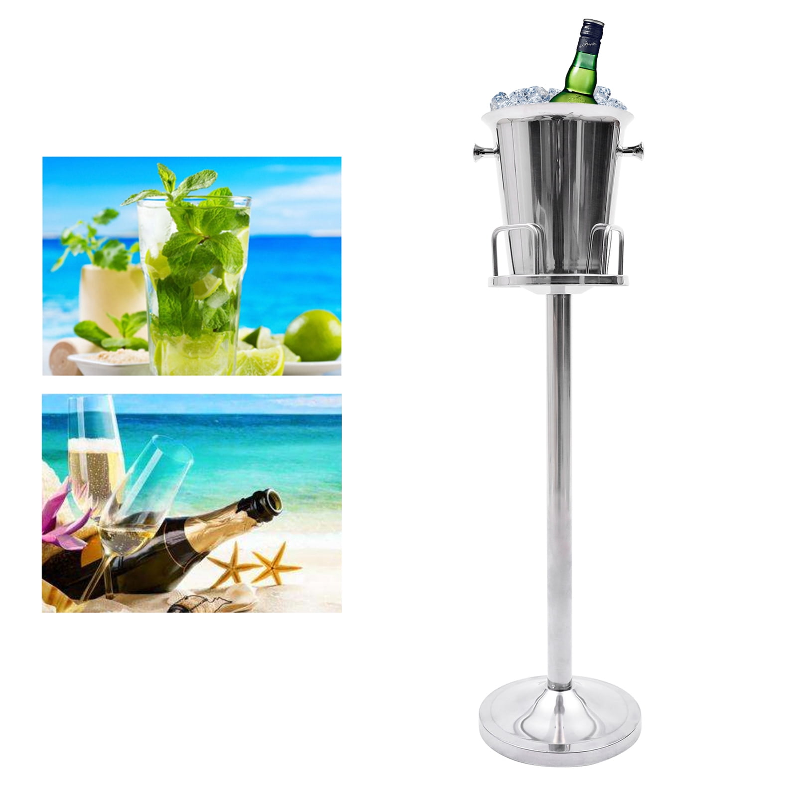Champagne & Wine Bucket with Stand - Stainless Steel Ice Cooler Bucket ...