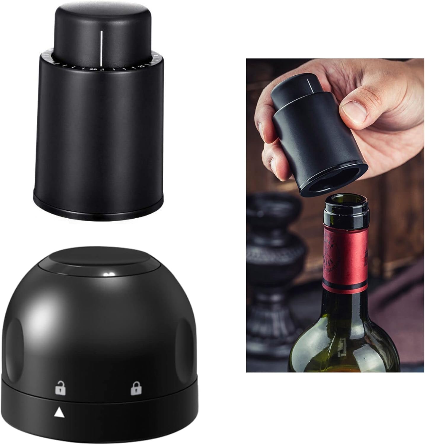 Champagne Wine Stopper 2-in-1 Reusable Silicone Sealed Champagne Bottle ...