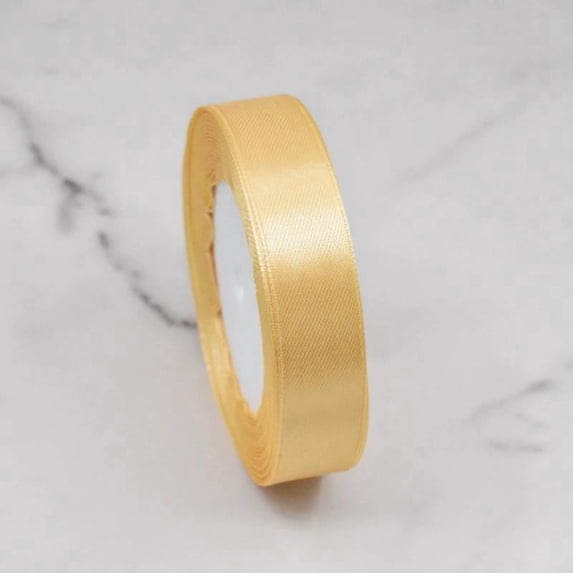 Champagne Yellow colour Ribbon 2cm * 22.8m,Gift Wrap Ribbons, Single Face Polyester Silk Fabric Hair String Ribbon for Craft, Gift Wrapping and Valentines Decoration, Flower Bouquets