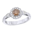 thumbnail image 1 of AFFY Champagne & White Natural Diamond Frame Engagement Ring in 14K Solid Gold (0.37 cttw) By, 1 of 1