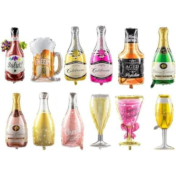 Champagne and Wine Bottle Balloons  12 Foil Balloons  Birthday, Bachelorette and Engagement Party Decorations$$Electronics Accessories