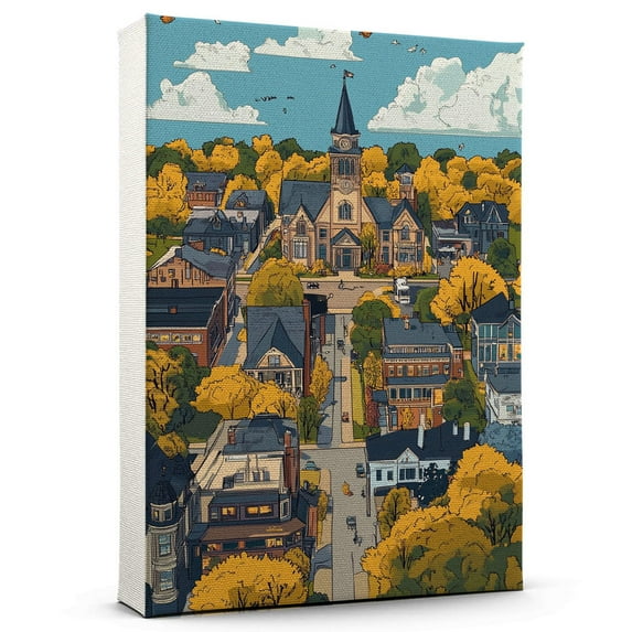 Champaign Travel Canvas, Vintage City Canvas Illinois Canvas Wall Art, Champaign Canvas Colorful, Illinois Picture Canvas - 104AZ261
