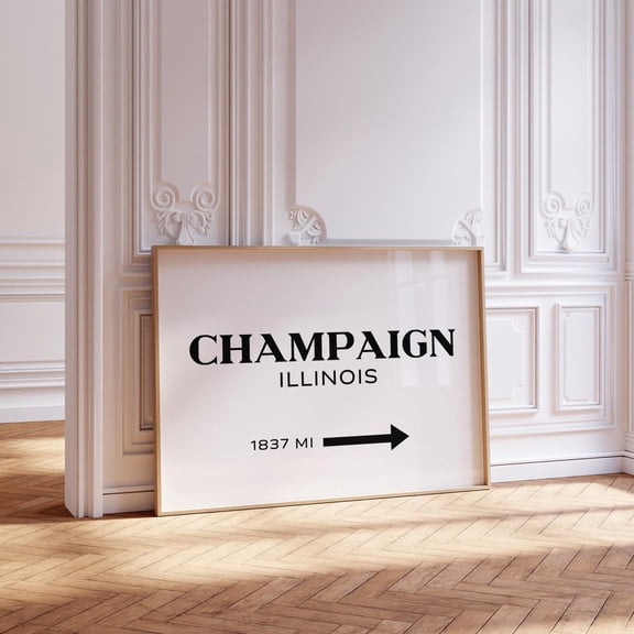 Champaign Uiuc College Grad Marfa Illinois Trendy Dorm Poster, Home And Living Room Decor