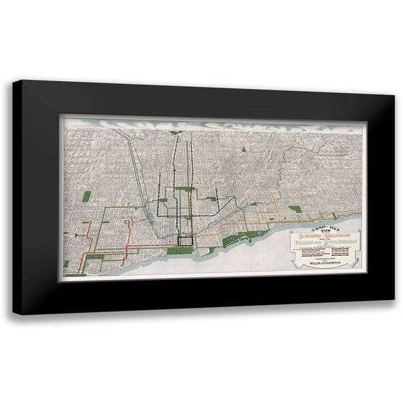 Champion 14x10 Black Modern Framed Museum Art Print Titled - Chicago Elevated Railroad Illinois - Champion 1908