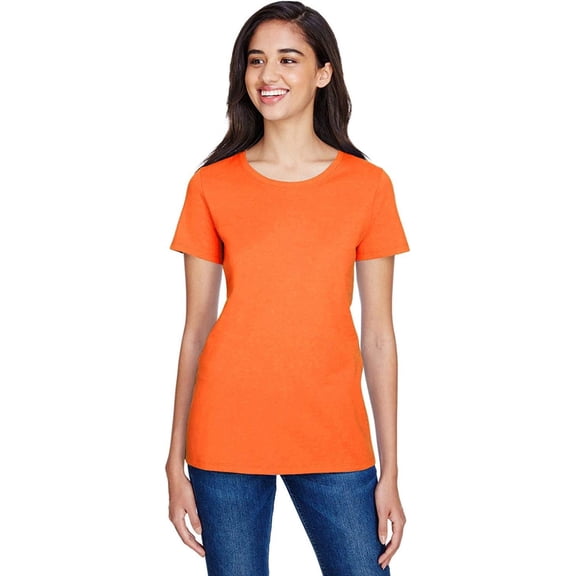 Champion 192503272524 Womens Short Sleeve Ring Spun T-Shirt, Orange - Large