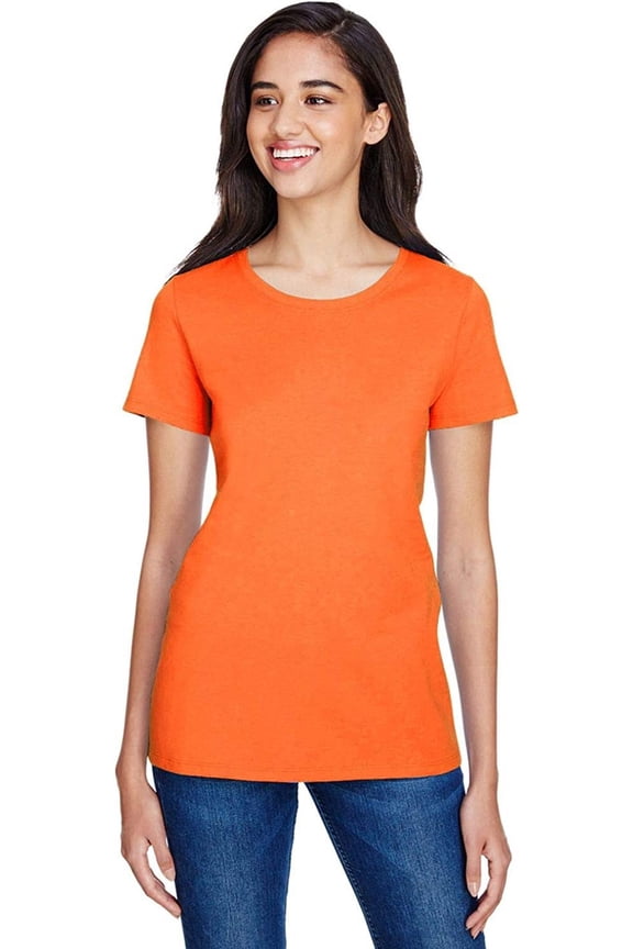 192503272524 Womens Short Sleeve Ring Spun T-Shirt, Orange - Large