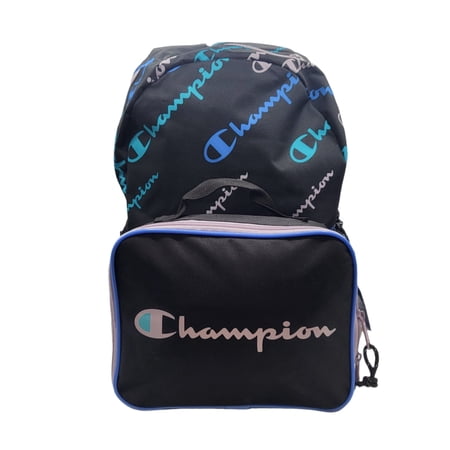 Champion 2-Piece Munch Backpack with Lunch Box Kit Bag (Black/Multi) 1018-691