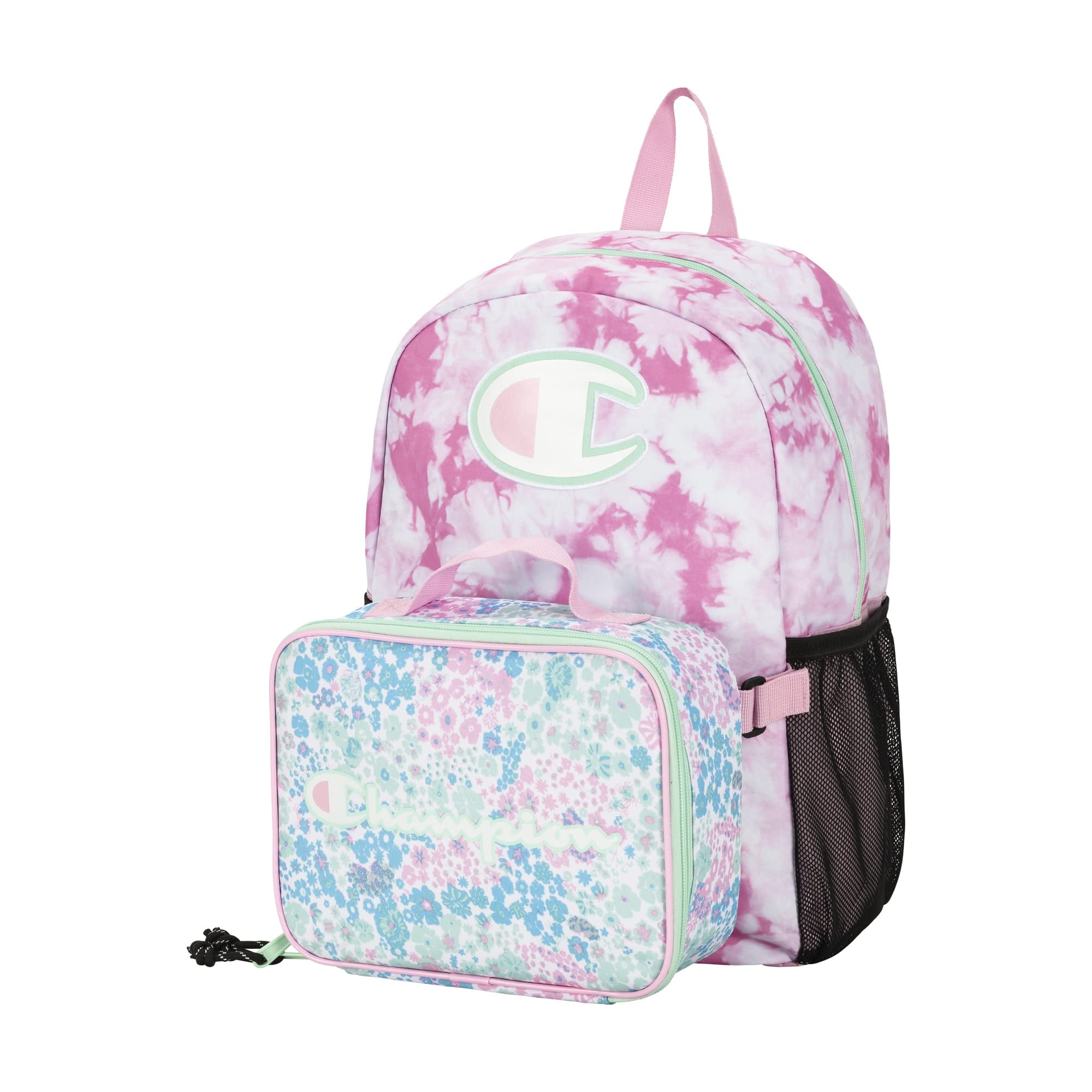 Champion 2-Piece Munch Backpack with Lunch Box Kit Bag (Blue/Pink)