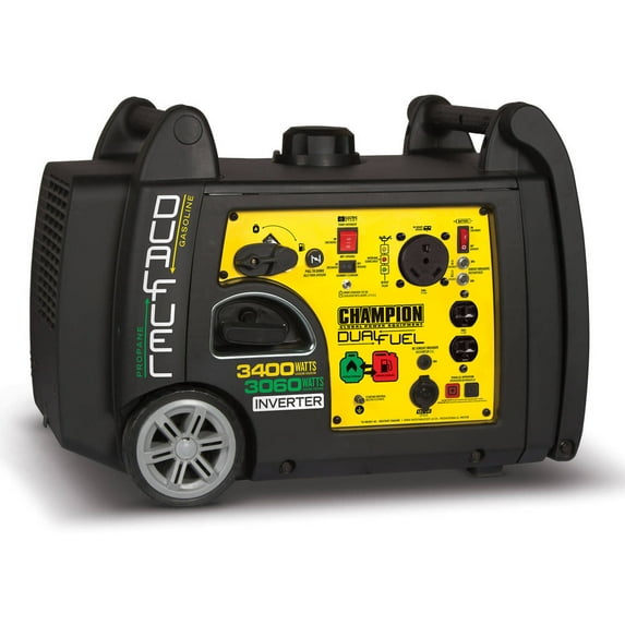 Champion 3400 Watt Dual Fuel RV Ready Portable Inverter Generator with Electric Start