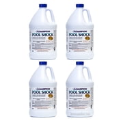 Champion 4-Pack Pool Shock, 12.5 Liquid Chlorinator for Swimming Pools, 1 Gallon Each - Fast-Acting Sodium Hypochlorite Sanitizer, Ready to Use, Non-Staining, Non-Scaling, Commercial Grade