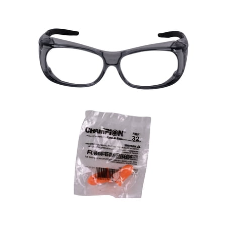 Champion Shooting Glasses and Ear Plugs Combo Clear