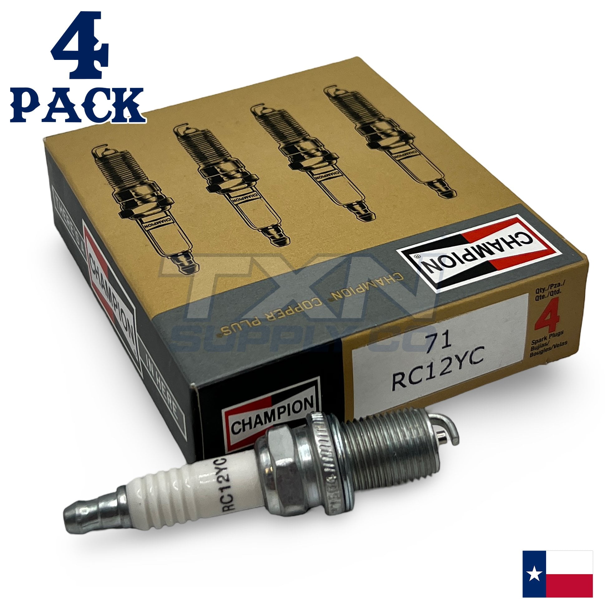 Champion 71 RC12YC Copper Plus Spark Plug - 4 Pack - 4-Cycle Engines ...
