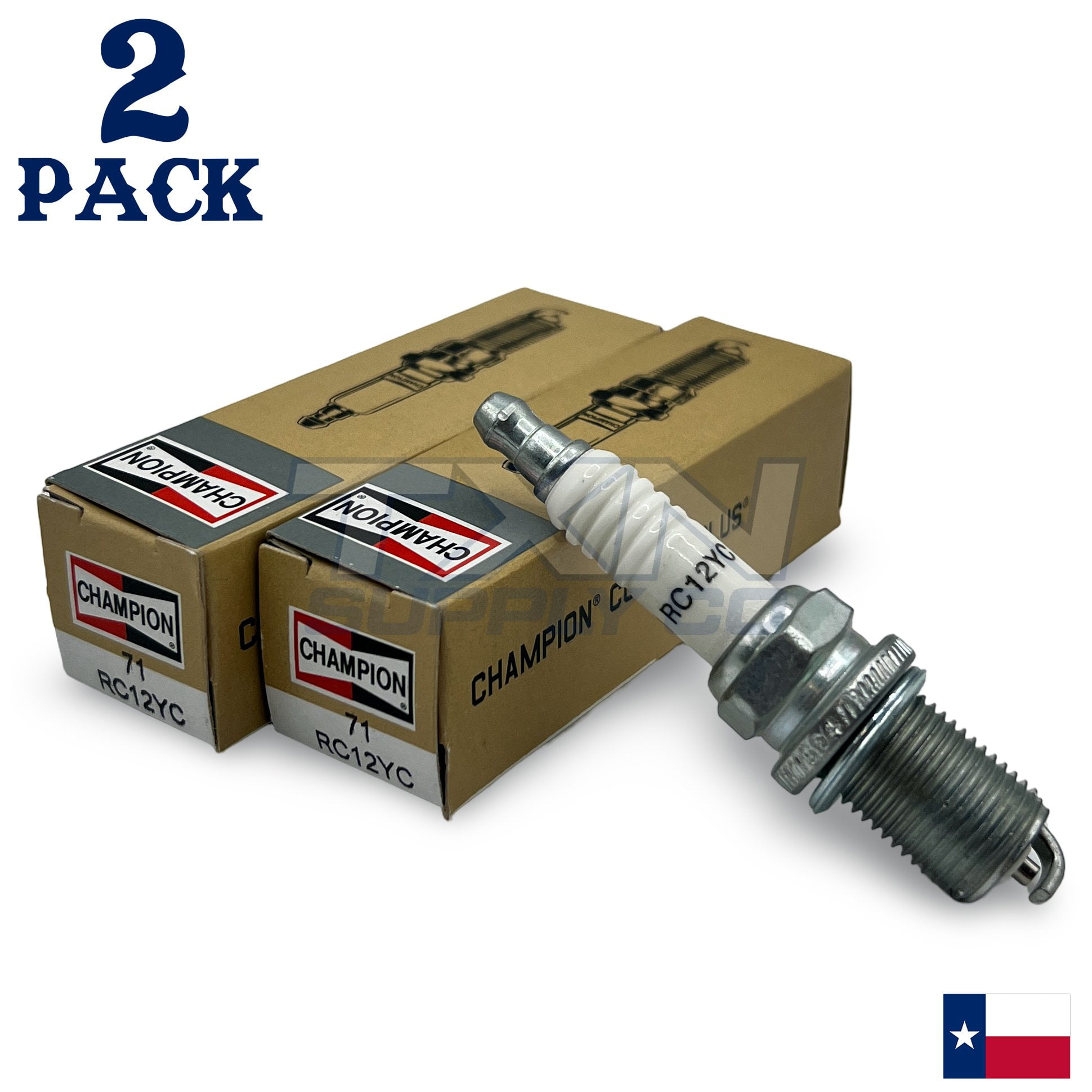 Champion 71 RC12YC Spark Plug - 2 Pack - For Briggs & Stratton 491055, 491055S, 491055T