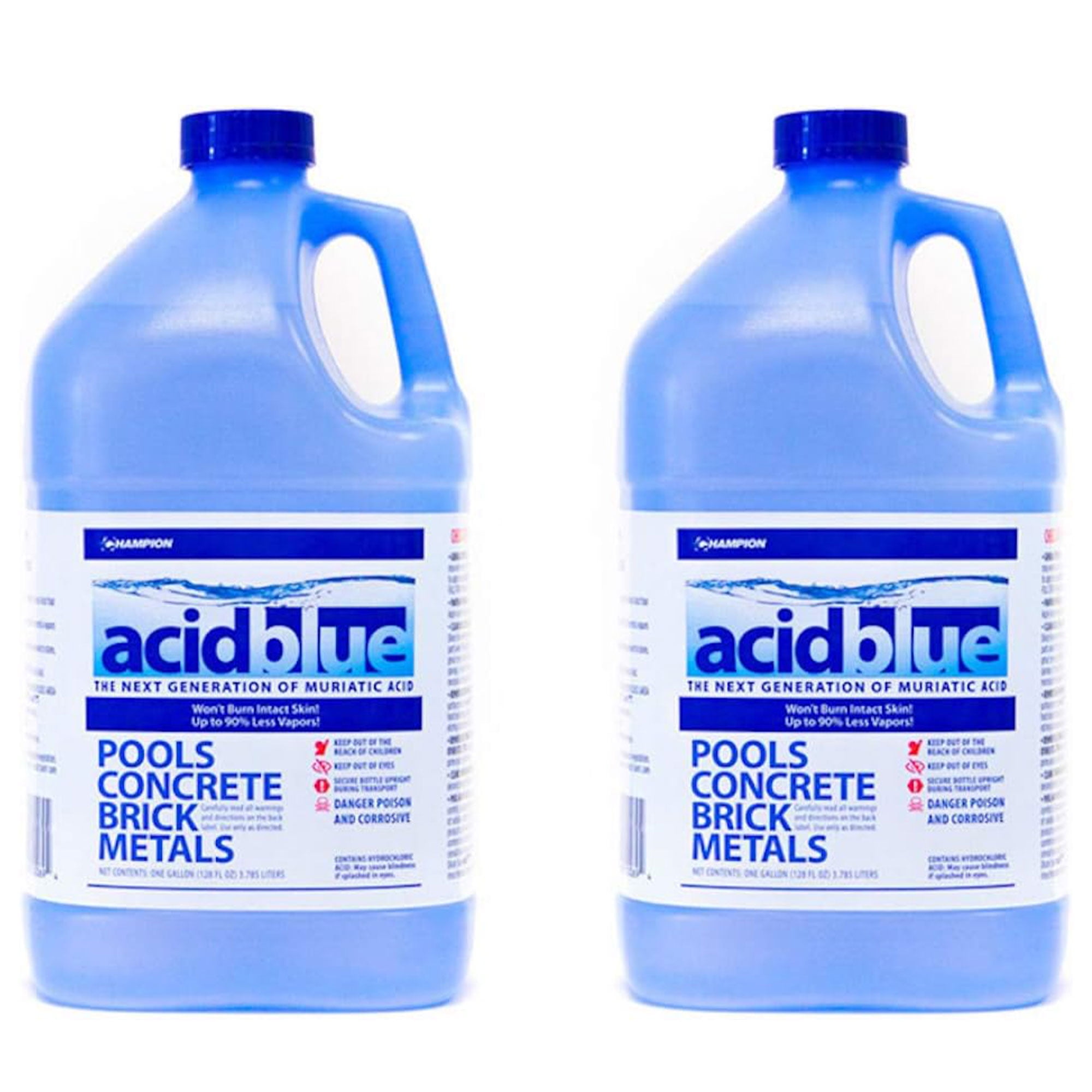 Champion Acid Blue Muriatic Acid, Concrete Cleaner, Pool pH Balancer, Stain Remover (2 Pack