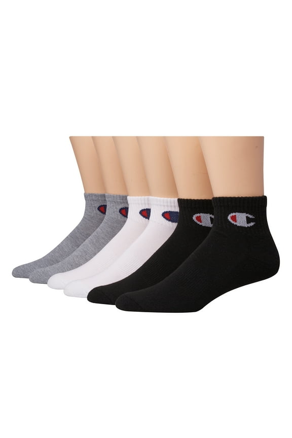 , Adult Men's, Double Dry Performance Athletic Logo Ankle Socks, 6-Pack, Size 10-13