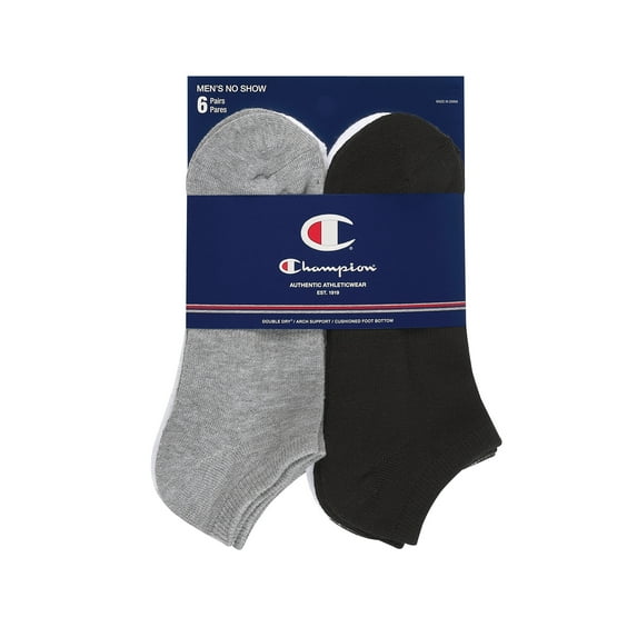 Champion, Adult Men's, Double Dry Performance Athletic No Show Socks, 6-Pack, Size 10-13