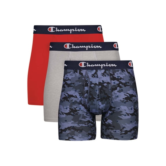 Champion Adult Mens 3-Pack Lightweight Stretch Total Support Pouch Boxer Brief, Sizes S-2XL