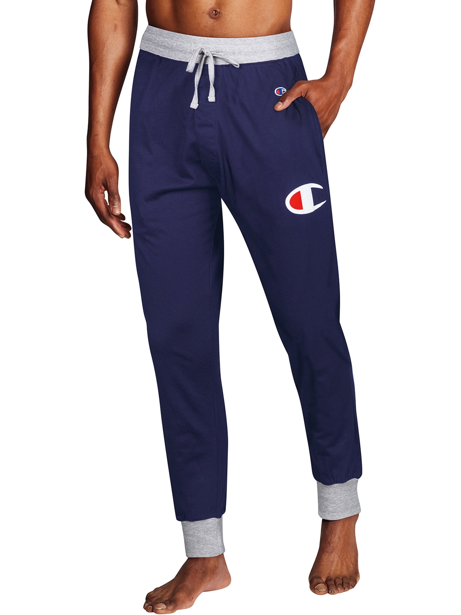 Champion, Adult Mens, Logo Pajamas Sizes Cuff S-2XL Sleep Rib Pants