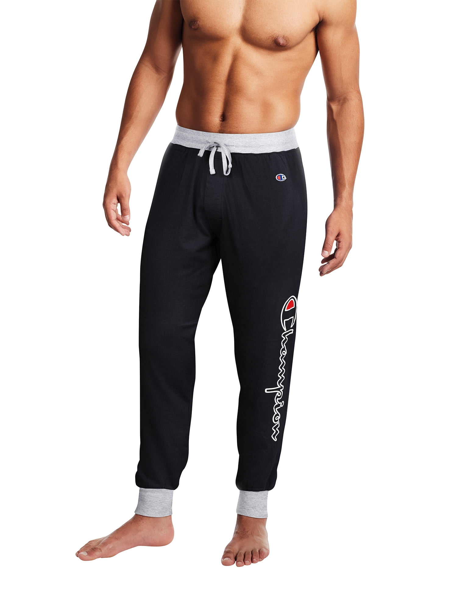 Champion, Adult Mens, Rib Cuff Vertical Logo Pajamas Sleep Pants, Sizes  S-2XL 