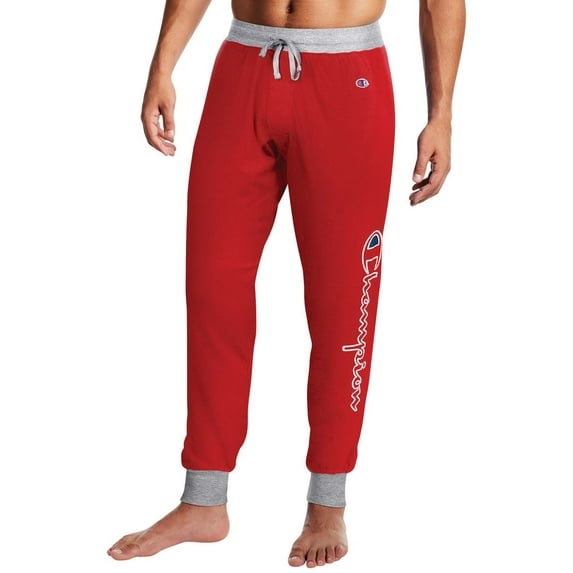 Champion, Adult Mens, Rib Cuff Vertical Logo Pajamas Sleep Pants, Sizes S-2XL