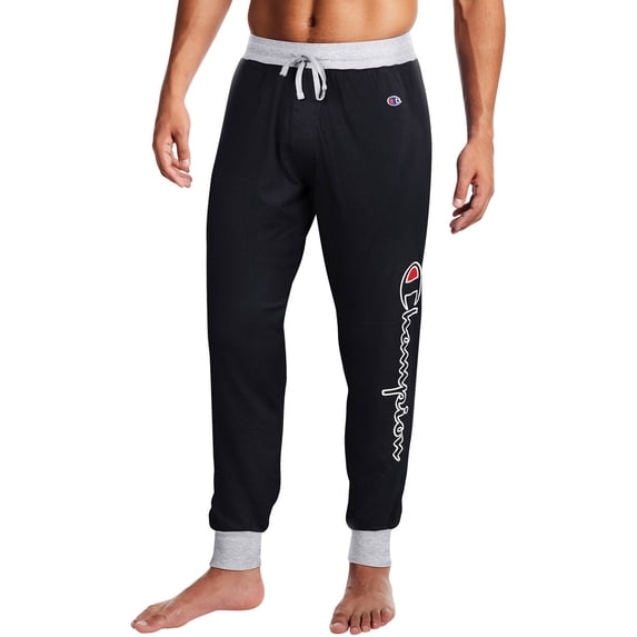 Champion, Adult Mens, Rib Cuff Vertical Logo Pajamas Sleep Pants, Sizes S-2XL