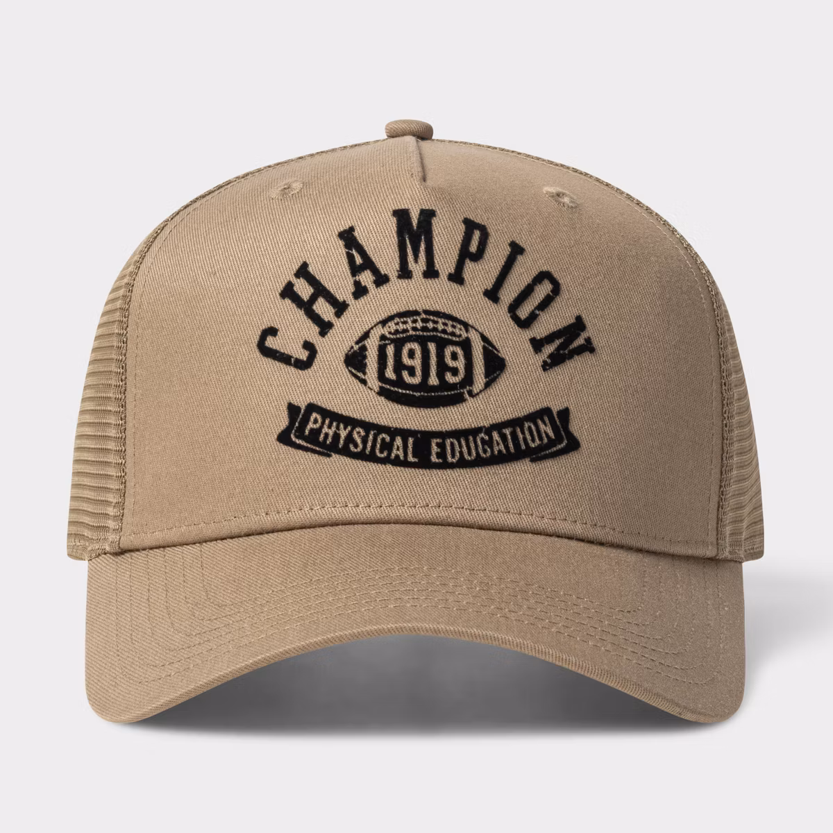 Adult Physical Education Football Twill Trucker Cap Hat - Khaki