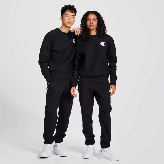 Champion Adult Sizing Iconic Embroidered Crewneck Sweatshirt - Black, Size XS-4XL